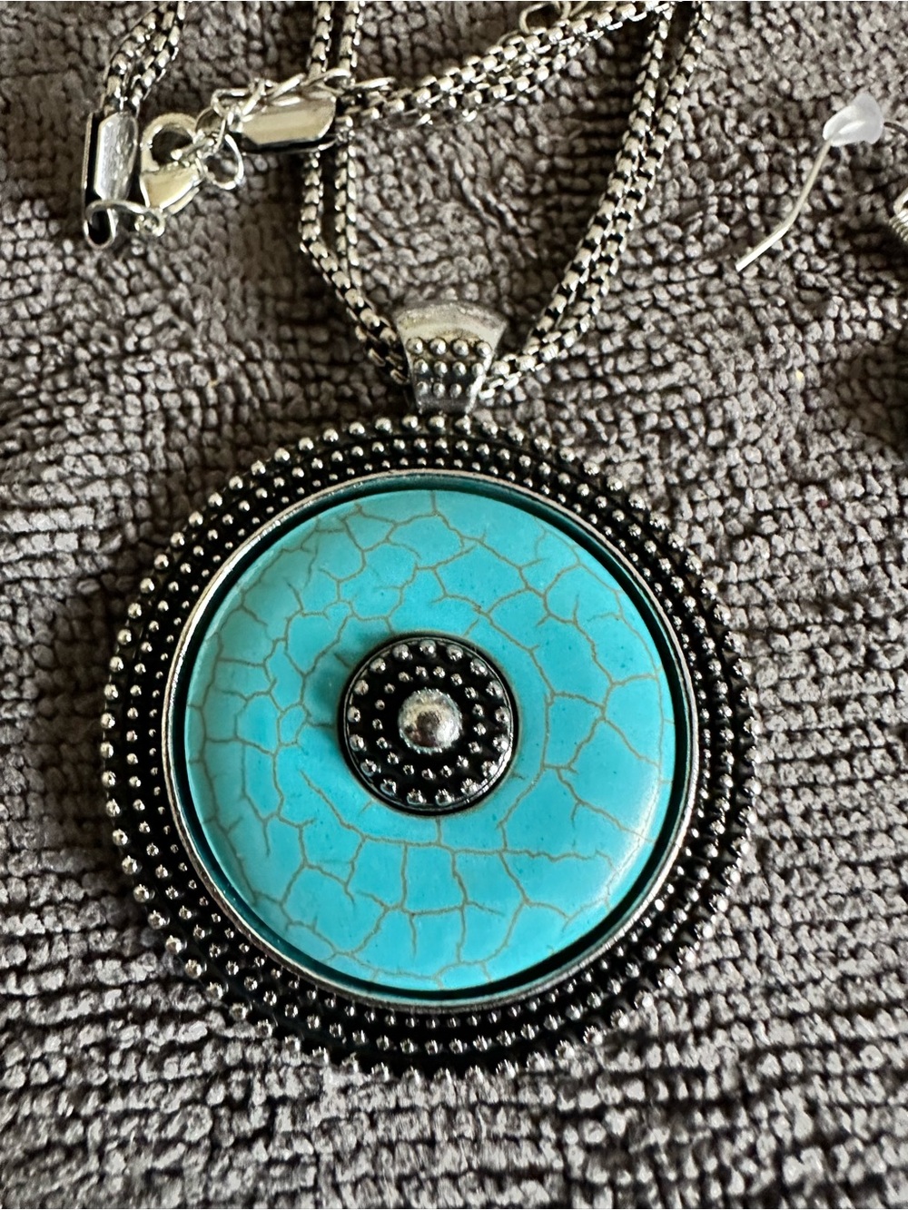 Turquoise Round Stone Pendant Necklace